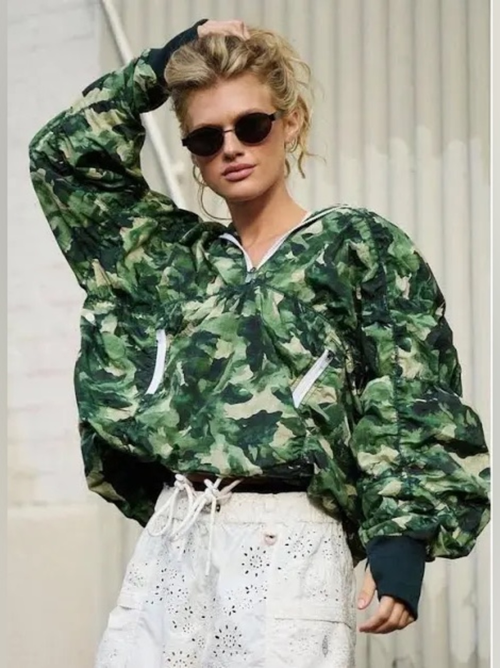 Women’s Free People FP Movement Pullover Jacket Happy Camper New NWT Camo